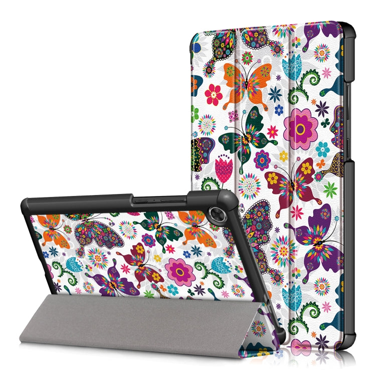 For Lenovo Tab M8 Coloured Drawing Pattern Horizontal Deformation Flip Leather Case with Three-folding Holder(Butterfly) - Mobile Accessories by buy2fix | Online Shopping UK | buy2fix