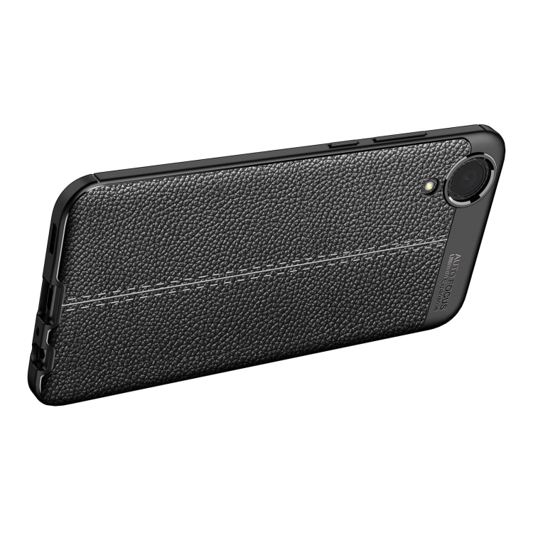 For Samsung Galaxy A03 Core Litchi Texture TPU Shockproof Phone Case(Black) - Galaxy Phone Cases by buy2fix | Online Shopping UK | buy2fix