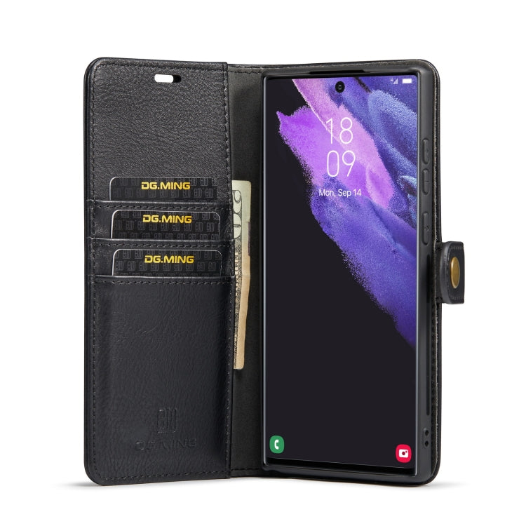 For Samsung Galaxy S22 Ultra 5G DG.MING Crazy Horse Texture Detachable Magnetic Leather Phone Case(Black) - Samsung Accessories by DG.MING | Online Shopping UK | buy2fix