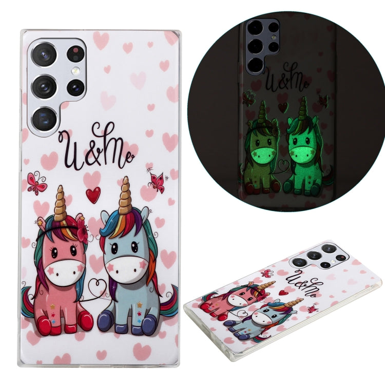 For Samsung Galaxy S22 Ultra 5G Luminous TPU Protective Phone Case(Couple Unicorn) - Samsung Accessories by buy2fix | Online Shopping UK | buy2fix