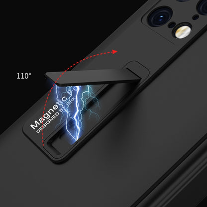 For Huawei Mate X2 GKK Ultra-thin Magnetic Hinge Flip Phone Case with Holder(White) - Huawei Cases by GKK | Online Shopping UK | buy2fix