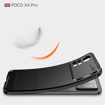 For Xiaomi Poco X4 Pro 5G Brushed Texture Carbon Fiber TPU Phone Case(Black) - Xiaomi Cases by buy2fix | Online Shopping UK | buy2fix