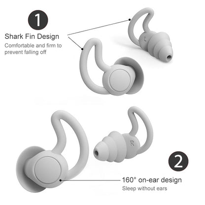 iMeBoBo A1 Shark Fin Version Nano Silicone Sleeping Noise Reduction Earplugs, Style:Two Layer(Black) - Apple Accessories by buy2fix | Online Shopping UK | buy2fix