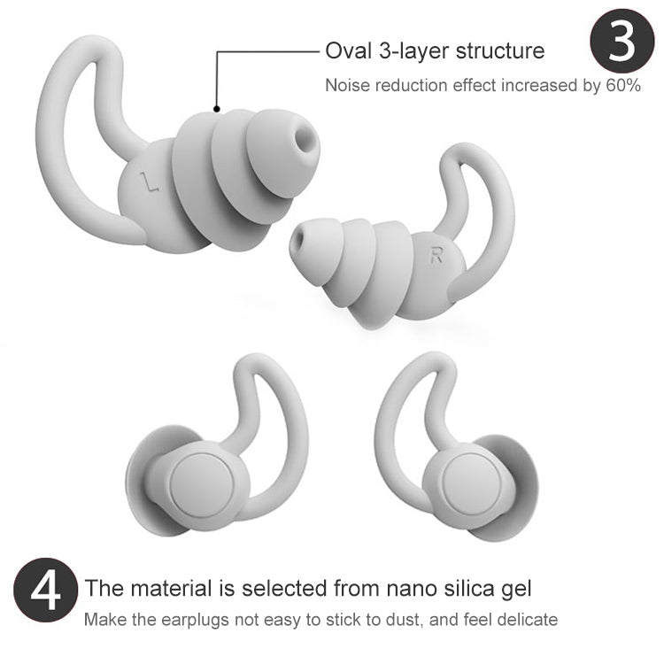 iMeBoBo A1 Shark Fin Version Nano Silicone Sleeping Noise Reduction Earplugs, Style:Three Layer(Black) - Apple Accessories by buy2fix | Online Shopping UK | buy2fix