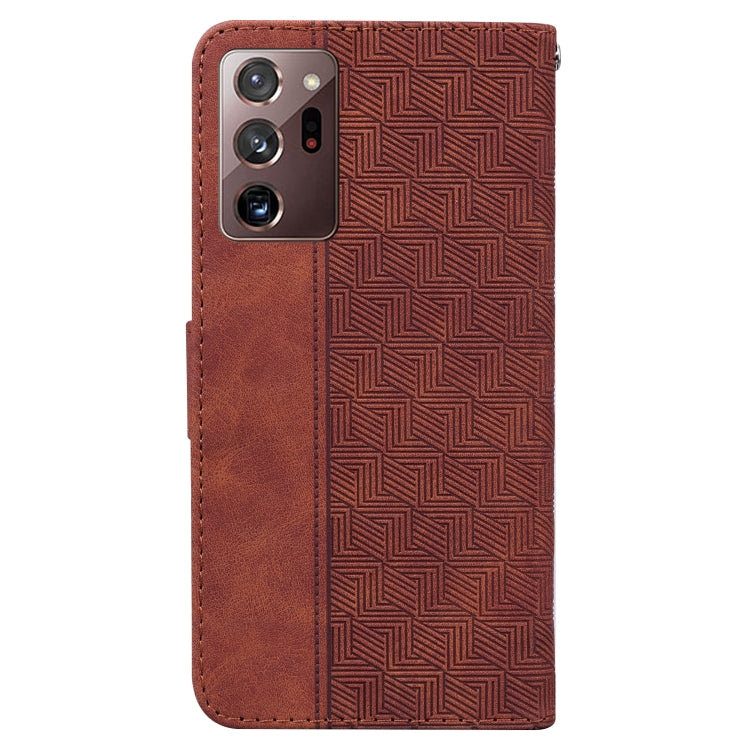 For Samsung Galaxy Note20 Ultra Geometric Embossed Leather Phone Case(Brown) - Samsung Accessories by buy2fix | Online Shopping UK | buy2fix