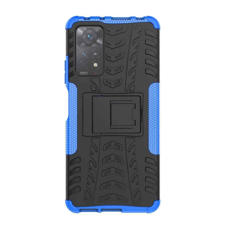 For Xiaomi Redmi Note 11 Pro 5G International Version Tire Texture Shockproof TPU+PC Phone Case with Holder(Blue) - Xiaomi Accessories by buy2fix | Online Shopping UK | buy2fix