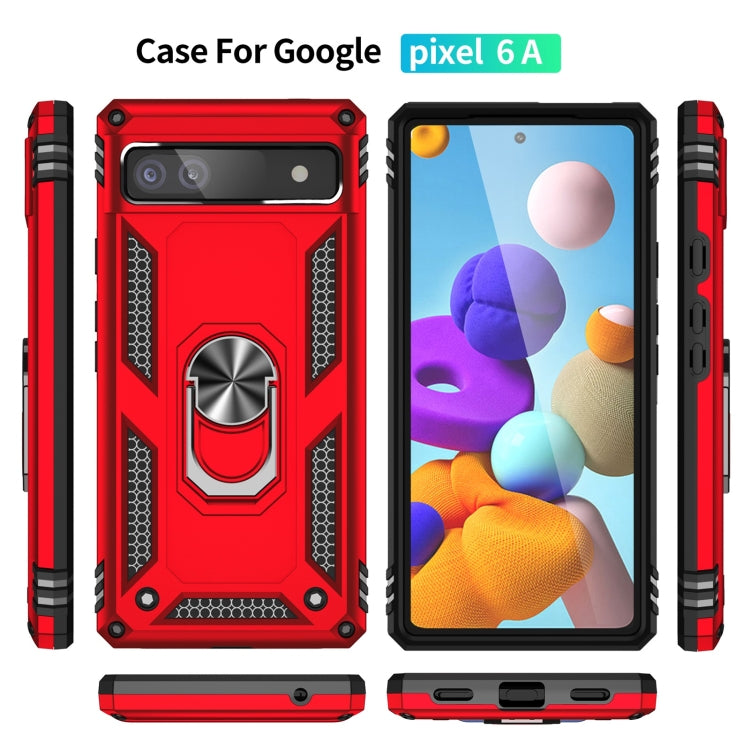 For Google Pixel 6A Shockproof TPU + PC Protective Case with 360 Degree Rotating Holder(Red) - Google Cases by buy2fix | Online Shopping UK | buy2fix