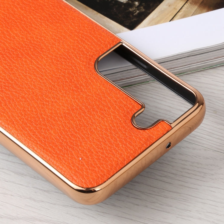 For Samsung Galaxy S22 5G SULADA Shockproof TPU + Handmade Leather Phone Case(Orange) - Galaxy S22 5G Cases by SULADA | Online Shopping UK | buy2fix