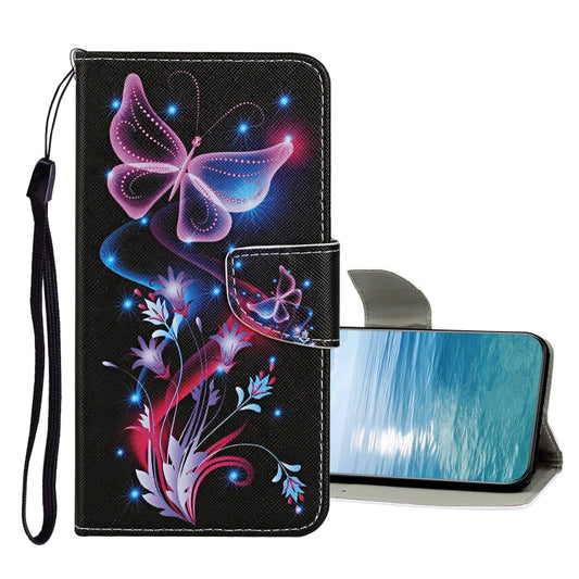For Xiaomi Redmi 10C Colored Drawing Pattern Flip Leather Case(Fluorescent Butterfly) - Xiaomi Cases by buy2fix | Online Shopping UK | buy2fix