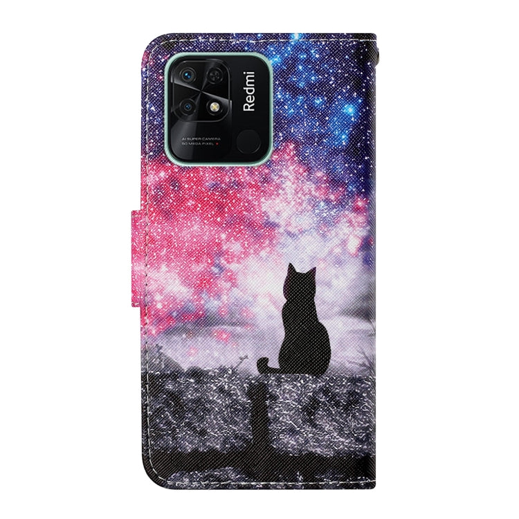 For Xiaomi Redmi 10C Colored Drawing Pattern Flip Leather Case(Star Sky Cat) - Xiaomi Cases by buy2fix | Online Shopping UK | buy2fix