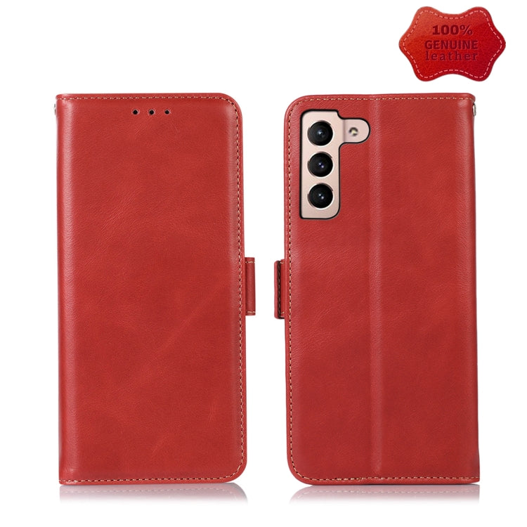 For Samsung Galaxy S22+ 5G Crazy Horse Top Layer Cowhide Leather Phone Case(Red) - Galaxy S22+ 5G Cases by buy2fix | Online Shopping UK | buy2fix