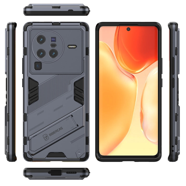 For vivo X80 Pro Punk Armor PC + TPU Phone Case with Holder(Grey) - OPPO & vivo Accessories by buy2fix | Online Shopping UK | buy2fix
