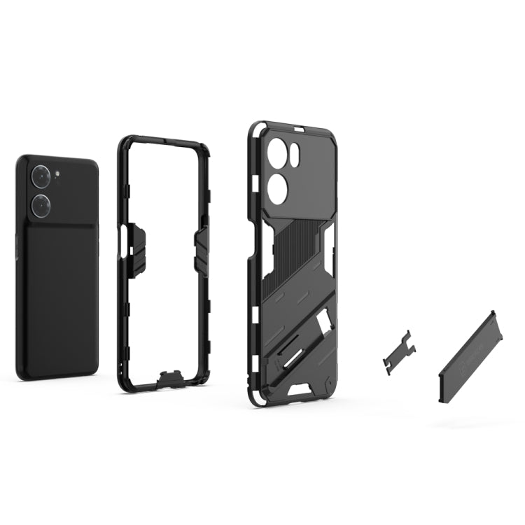 For OPPO K10 5G China Punk Armor 2 in 1 PC + TPU Shockproof Phone Case with Invisible Holder(Light Red) - OPPO Cases by buy2fix | Online Shopping UK | buy2fix