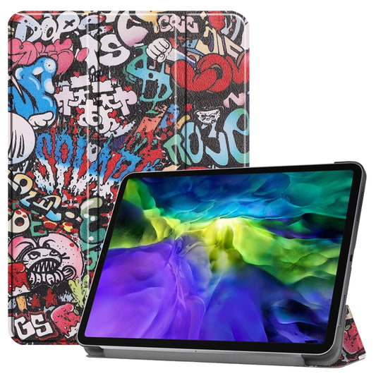 For iPad Pro 11 inch 2020 Custer Painted PU Leather Tablet Case with Sleep / Wake-up Function & 3-Fold Holder(Graffiti) - Apple Accessories by buy2fix | Online Shopping UK | buy2fix