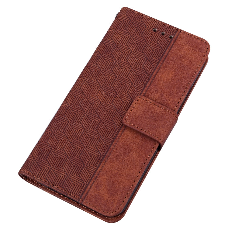 For iPhone 14 Pro Max Geometric Embossed Leather Phone Case (Brown) - Apple Accessories by buy2fix | Online Shopping UK | buy2fix