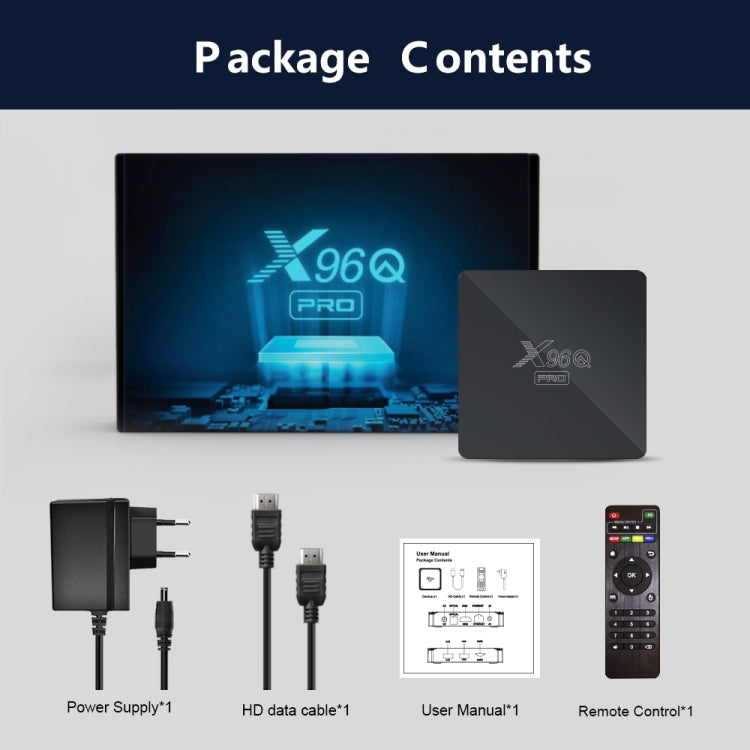 X96Q PRO 4K Smart TV BOX Android 10.0 Media Player, Allwinner H313 Quad Core ARM Cortex A53, RAM: 1GB, ROM: 8GB, Plug Type:US Plug - Consumer Electronics by buy2fix | Online Shopping UK | buy2fix