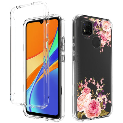 For Xiaomi Redmi 9C PC+TPU Transparent Painted Phone Case(Pink Rose) - Xiaomi Cases by buy2fix | Online Shopping UK | buy2fix