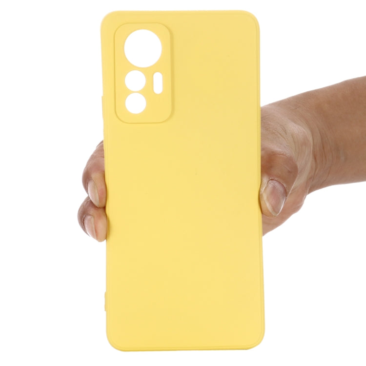 For Xiaomi 12 Lite Solid Color Liquid Silicone Full Coverage Phone Case(Yellow) - Xiaomi Accessories by buy2fix | Online Shopping UK | buy2fix