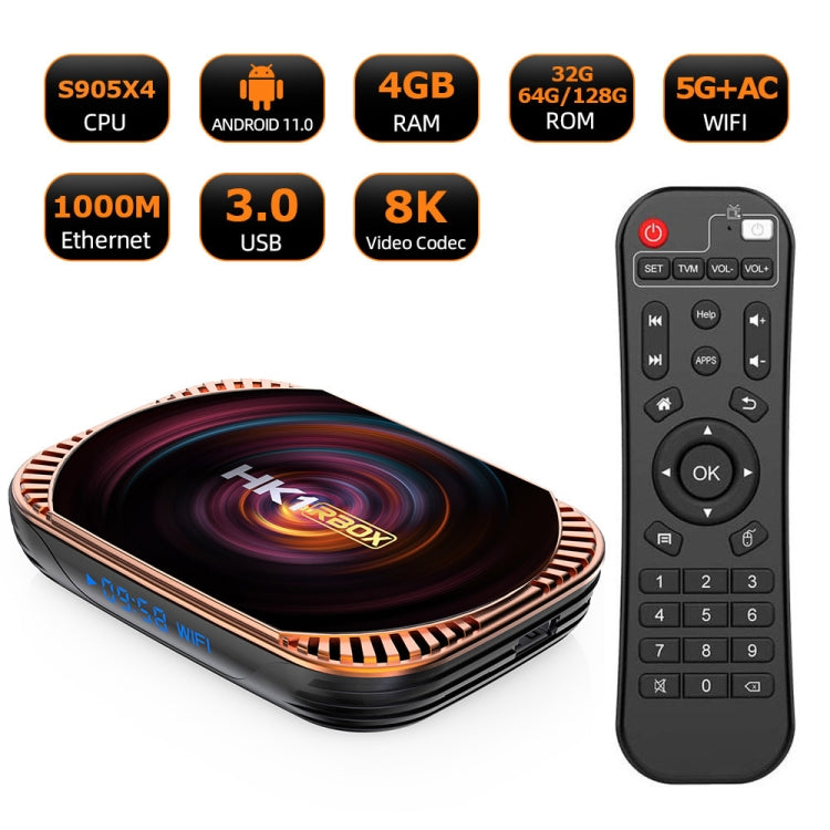 MECOOL HK1RBOX X4 4K TV Box, Android 11 Amlogic S905X4 CPU with RC 4GB+64GB(AU Plug) - Consumer Electronics by MECOOL | Online Shopping UK | buy2fix