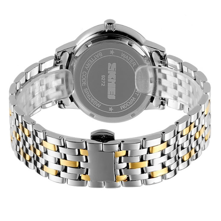 SKMEI 9272 Stainless Steel Buckle Strap Waterproof Quartz Watch Women(Gold and Black) - Alloy Watches by SKMEI | Online Shopping UK | buy2fix