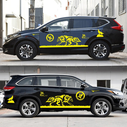 2 PCS/Set D-180 Wolf Totem Pattern Car Modified Decorative Sticker(Yellow) - In Car by buy2fix | Online Shopping UK | buy2fix