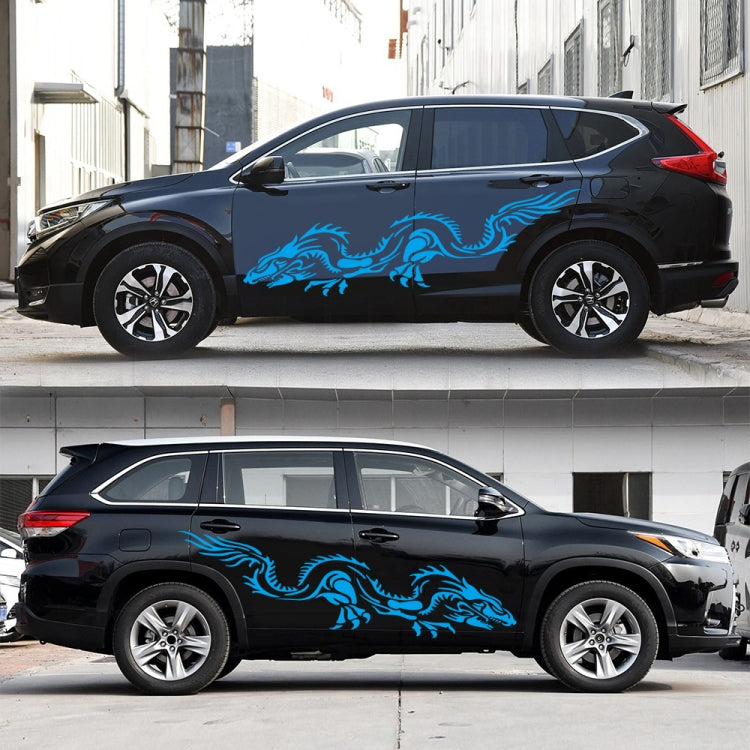 2 PCS/Set D-418 Dragon Totem Tribe Pattern Car Modified Decorative Sticker(Blue) - In Car by buy2fix | Online Shopping UK | buy2fix