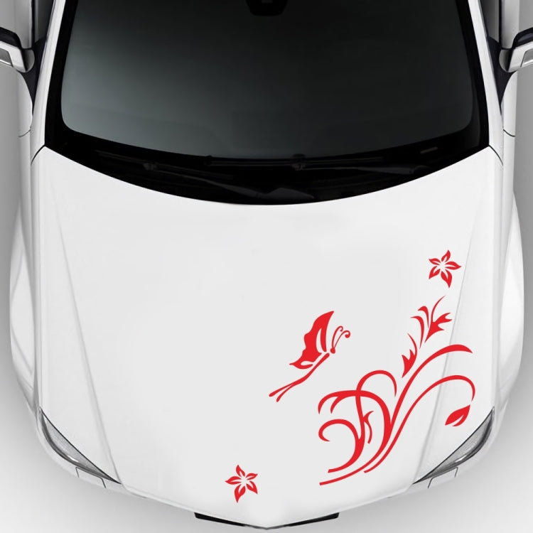 D-462 Butterfly Loves Flowers Pattern Car Modified Decorative Sticker(Red) - In Car by buy2fix | Online Shopping UK | buy2fix