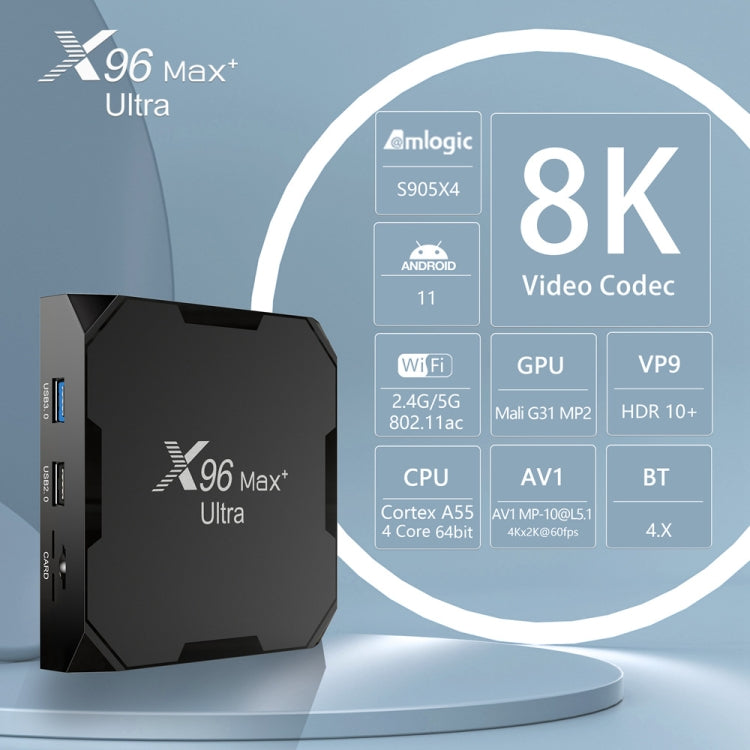 X96 Max+ Ultra 4GB+64GB Amlogic S905X4 8K Smart TV BOX Android 11.0 Media Player, Plug Type:UK Plug - Consumer Electronics by buy2fix | Online Shopping UK | buy2fix