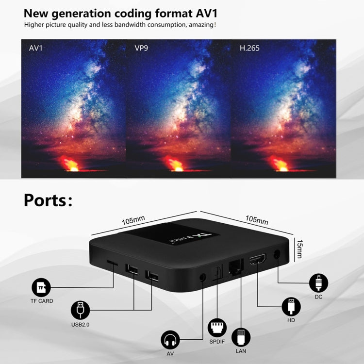 TX3 mini+  Android 11.0 Smart TV Box, Amlogic S905W2 Quad Core, Memory:2GB+16GB, 2.4GHz WiFi(US Plug) - Consumer Electronics by buy2fix | Online Shopping UK | buy2fix