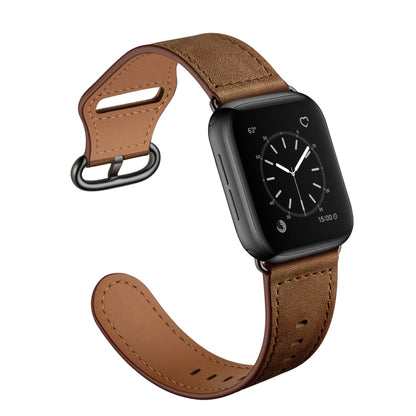 Genuine Leather Watch Band For Apple Watch Ultra 49mm&Watch Ultra 2 49mm / Series 9&8&7 45mm / SE 3&SE 2&6&SE&5&4 44mm / 3&2&1 42mm(Dark Brown Crazy Horse Texture) - Watch Bands by buy2fix | Online Shopping UK | buy2fix