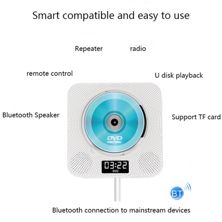 Kecag KC-608 Wall Mounted HD DVD Player Bluetooth CD Player(White) - Consumer Electronics by Kecag | Online Shopping UK | buy2fix
