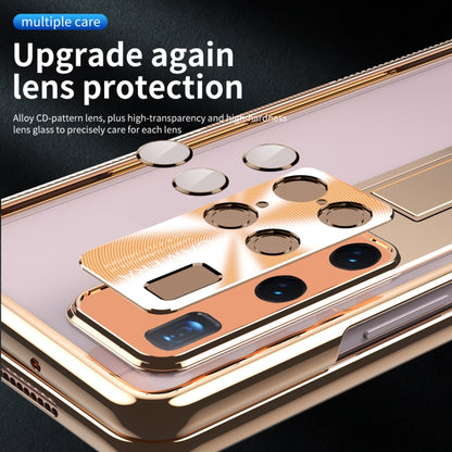 For Huawei Mate X2 Magnetic Hinges Plating Phone Case with Holder(Champagne Gold) - Huawei Cases by buy2fix | Online Shopping UK | buy2fix