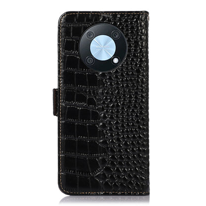 For Huawei Nova Y90/Enjoy 50 Pro Crocodile Top Layer Cowhide Leather Phone Case(Black) - Huawei Cases by buy2fix | Online Shopping UK | buy2fix
