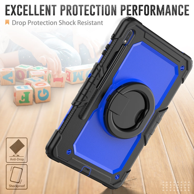 For Samsung Galaxy Tab S8+ / S7+ Bracelet Holder Silicone + PC Tablet Case(Dark Blue) - Galaxy Tab S8+ Cases by buy2fix | Online Shopping UK | buy2fix