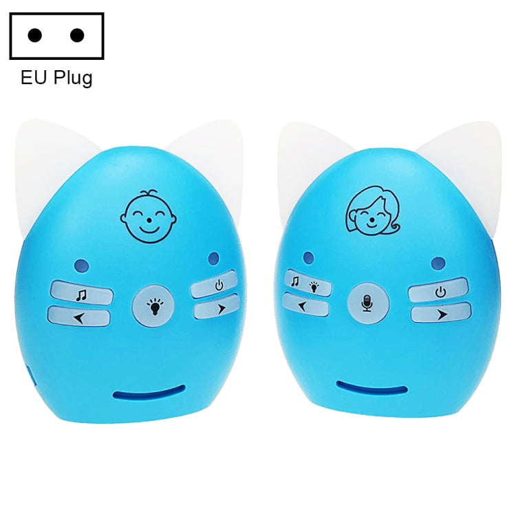 V30 Wireless Audio Baby Monitor Support Voice Monitoring + Intercom + Night Light without Battery, Plug Type:EU Plug(Blue) - Security by buy2fix | Online Shopping UK | buy2fix