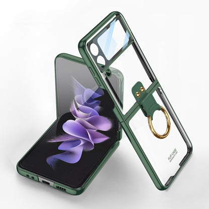 For Samsung Galaxy Z Flip4 GKK Integrated Electroplating Phone Case with Ring(Green) - Galaxy Z Flip4 5G Cases by GKK | Online Shopping UK | buy2fix