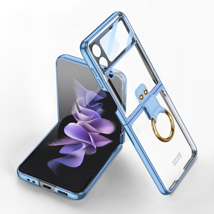 For Samsung Galaxy Z Flip4 GKK Integrated Electroplating Phone Case with Ring(Blue) - Galaxy Z Flip4 5G Cases by GKK | Online Shopping UK | buy2fix
