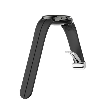For Samsung Galaxy Watch5 40&44mm / Pro 45mm Folding Silver Buckle Silicone Watch Band(Black) - Smart Wear by buy2fix | Online Shopping UK | buy2fix