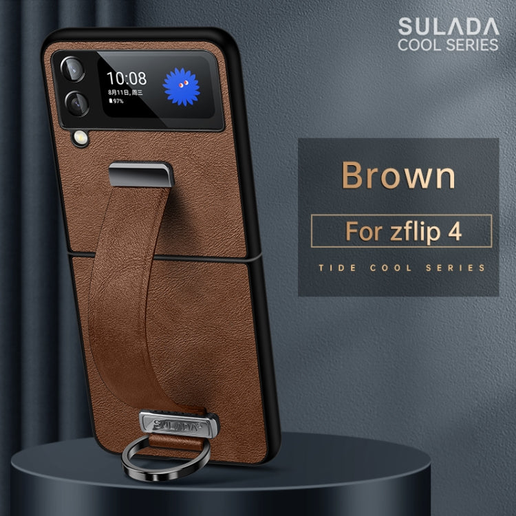 For Samsung Galaxy Z Flip4 SULADA Cool Series PC + Leather Texture Skin Feel Shockproof Phone Case(Brown) - Galaxy Z Flip4 5G Cases by SULADA | Online Shopping UK | buy2fix