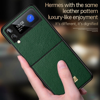 For Samsung Galaxy Z Flip4 SULADA Shockproof TPU + Handmade Leather Phone Case(Black) - Galaxy Z Flip4 5G Cases by SULADA | Online Shopping UK | buy2fix