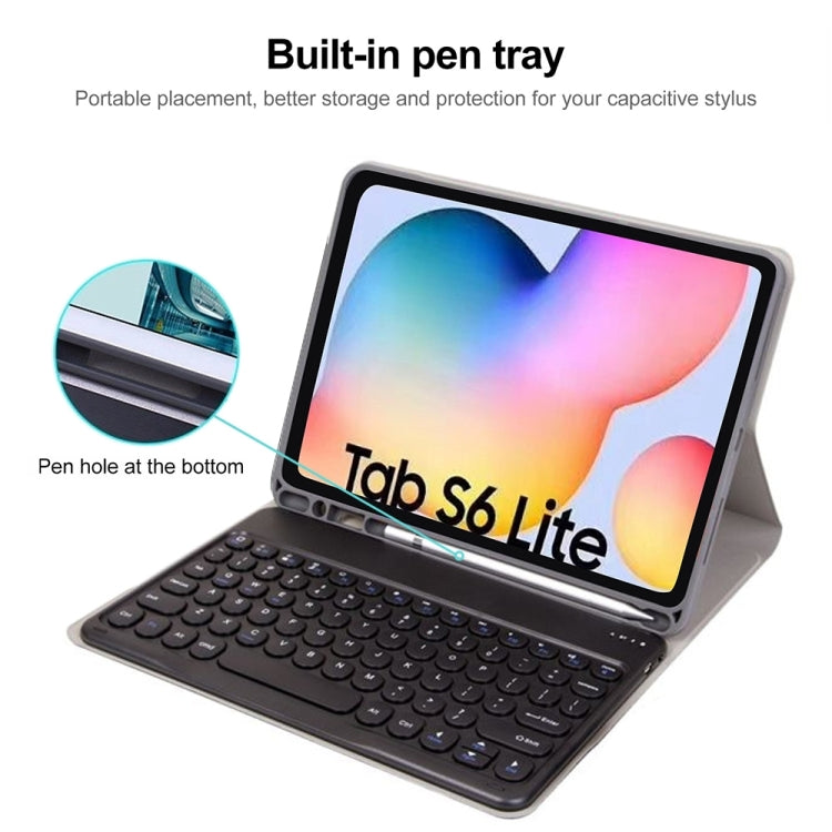 Round Cap Bluetooth Keyboard Leather Case with Pen Slot, without Touchpad For Samsung Galaxy Tab A7 10.4 2020(Black+Black Keyboard) - Samsung Keyboard by buy2fix | Online Shopping UK | buy2fix