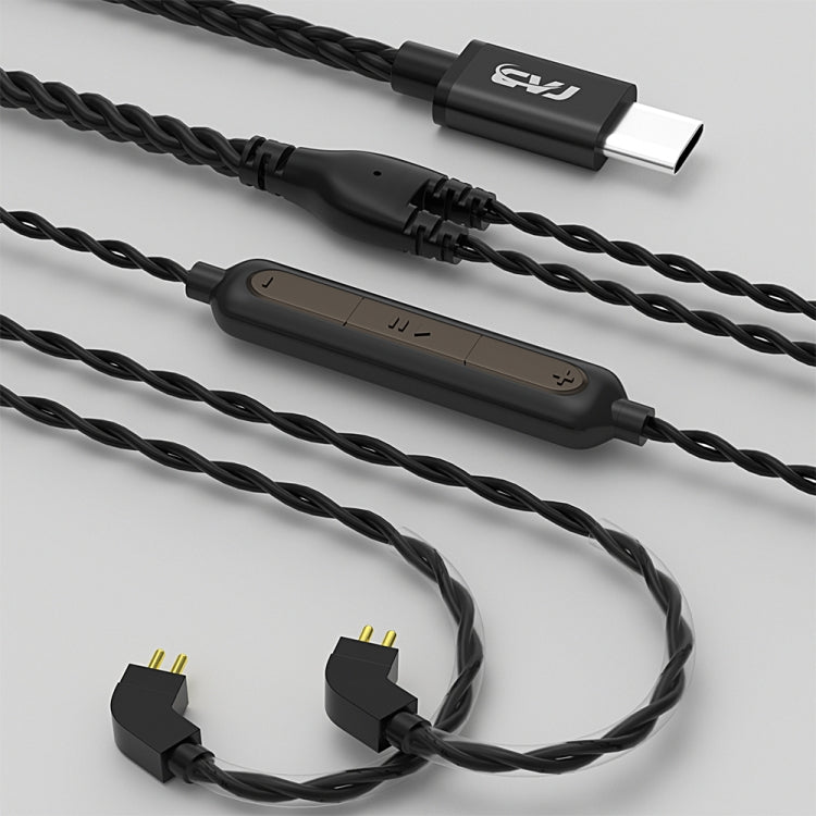 CVJ V6.TC 1.25m Type-C Digital Decoding Oxygen-free Copper Earphone Cable, Style:0.78mm(Black) - Cable & Splitter by CVJ | Online Shopping UK | buy2fix