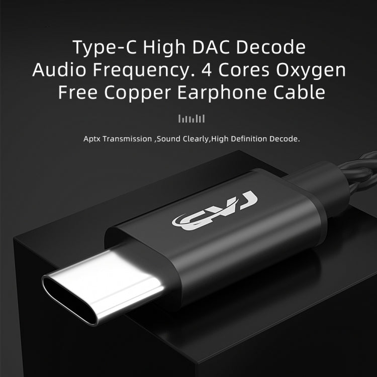 CVJ V6.TC 1.25m Type-C Digital Decoding Oxygen-free Copper Earphone Cable, Style:0.78mm(Black) - Cable & Splitter by CVJ | Online Shopping UK | buy2fix