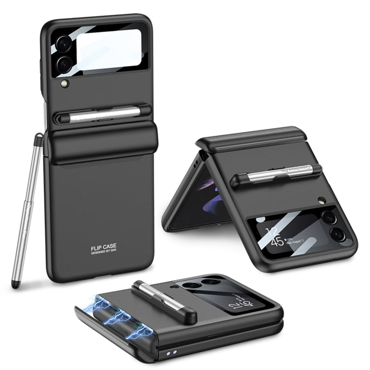 For Samsung Galaxy Z Flip4 GKK Magnetic Full Coverage Phone Flip Case with Pen(Black) - Samsung Accessories by GKK | Online Shopping UK | buy2fix