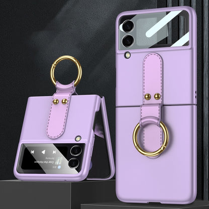 For Samsung Galaxy Z Flip4 GKK Ultra-thin PC Full Coverage Phone Flip Case with Ring Holder(Purple) - Galaxy Z Flip4 5G Cases by GKK | Online Shopping UK | buy2fix