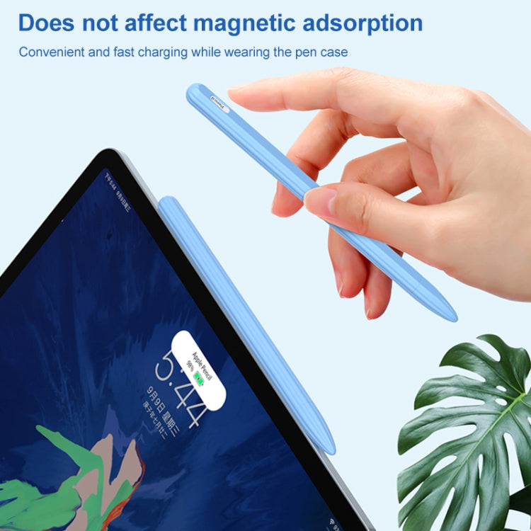 3 in 1 Striped Liquid Silicone Stylus Case with Two Tip Caps For Apple Pencil 1(Black) - Pencil Accessories by buy2fix | Online Shopping UK | buy2fix