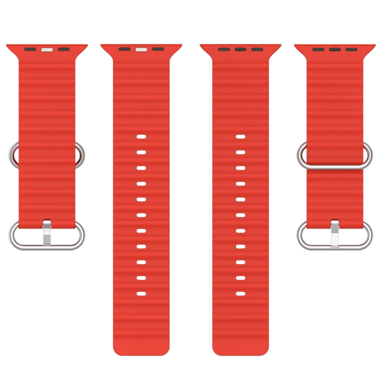 Ocean Silicone Watch Band For Apple Watch Ultra 49mm / Series 8&7 45mm / SE 2&6&SE&5&4 44mm (Red) - Watch Bands by buy2fix | Online Shopping UK | buy2fix