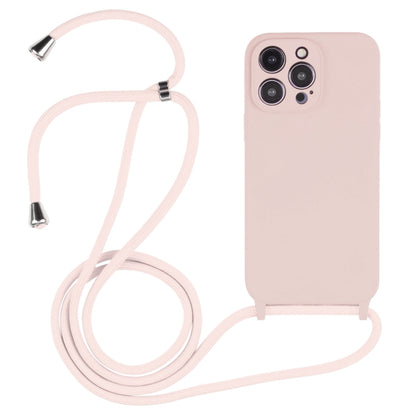 For iPhone 14 Pro Max Crossbody Lanyard Liquid Silicone Case(Sand Pink) - iPhone 14 Pro Max Cases by buy2fix | Online Shopping UK | buy2fix