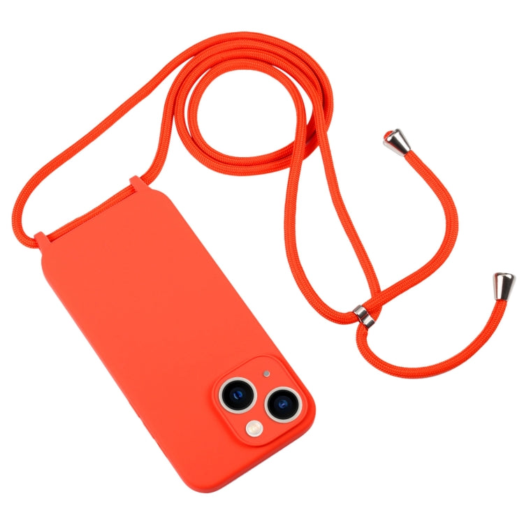 For iPhone 13 Crossbody Lanyard Liquid Silicone Case(Orange) - iPhone 13 Cases by buy2fix | Online Shopping UK | buy2fix