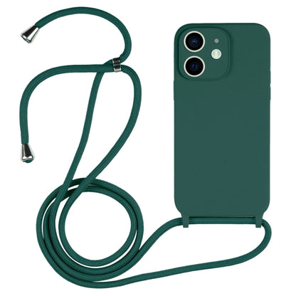 For iPhone 12 Crossbody Lanyard Liquid Silicone Case(Pine Needle Green) - iPhone 12 / 12 Pro Cases by buy2fix | Online Shopping UK | buy2fix